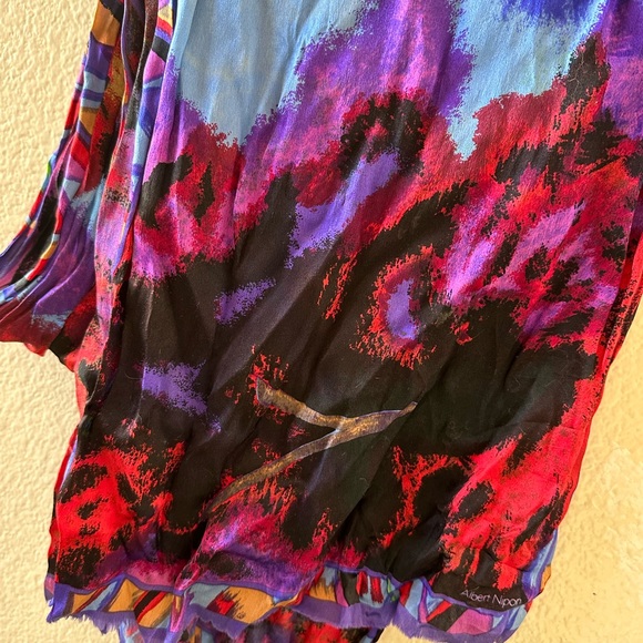 Albert Nipon Long Multicolored Silk Scarf - Picture 3 of 8